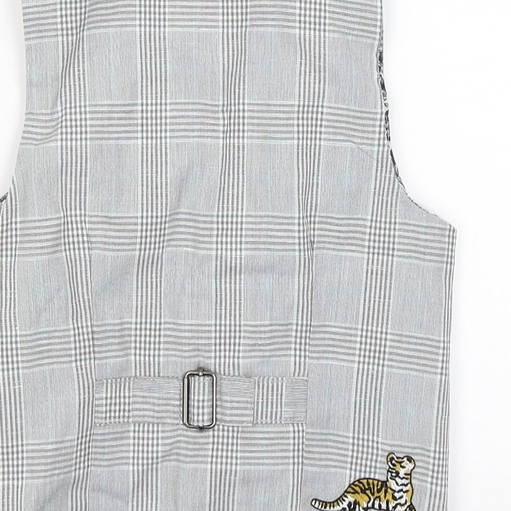 NEXT Boys Grey Check  Jacket Waistcoat Size 2-3 Years  - Animal