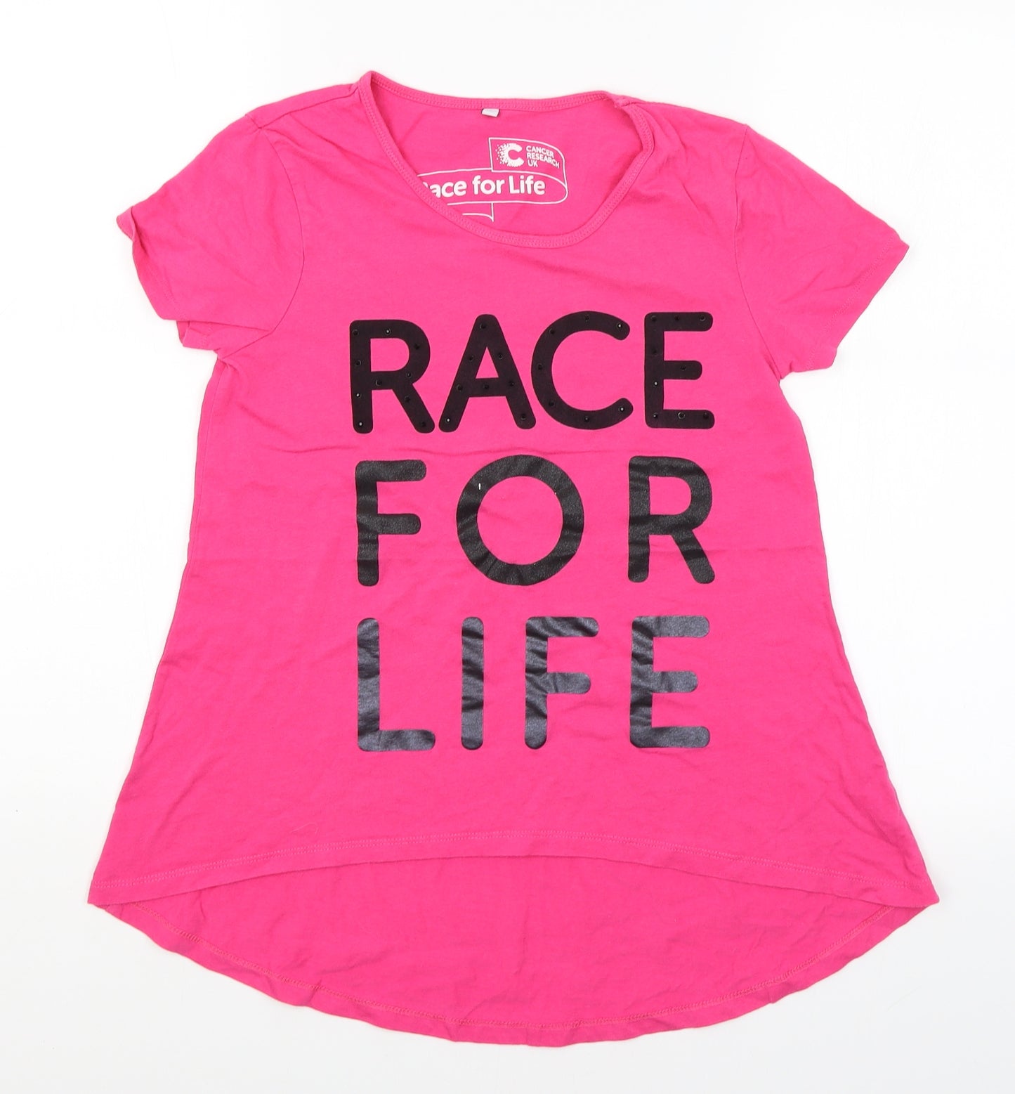 Cancer Research Womens Pink   Basic T-Shirt Size 8  - Race For Life