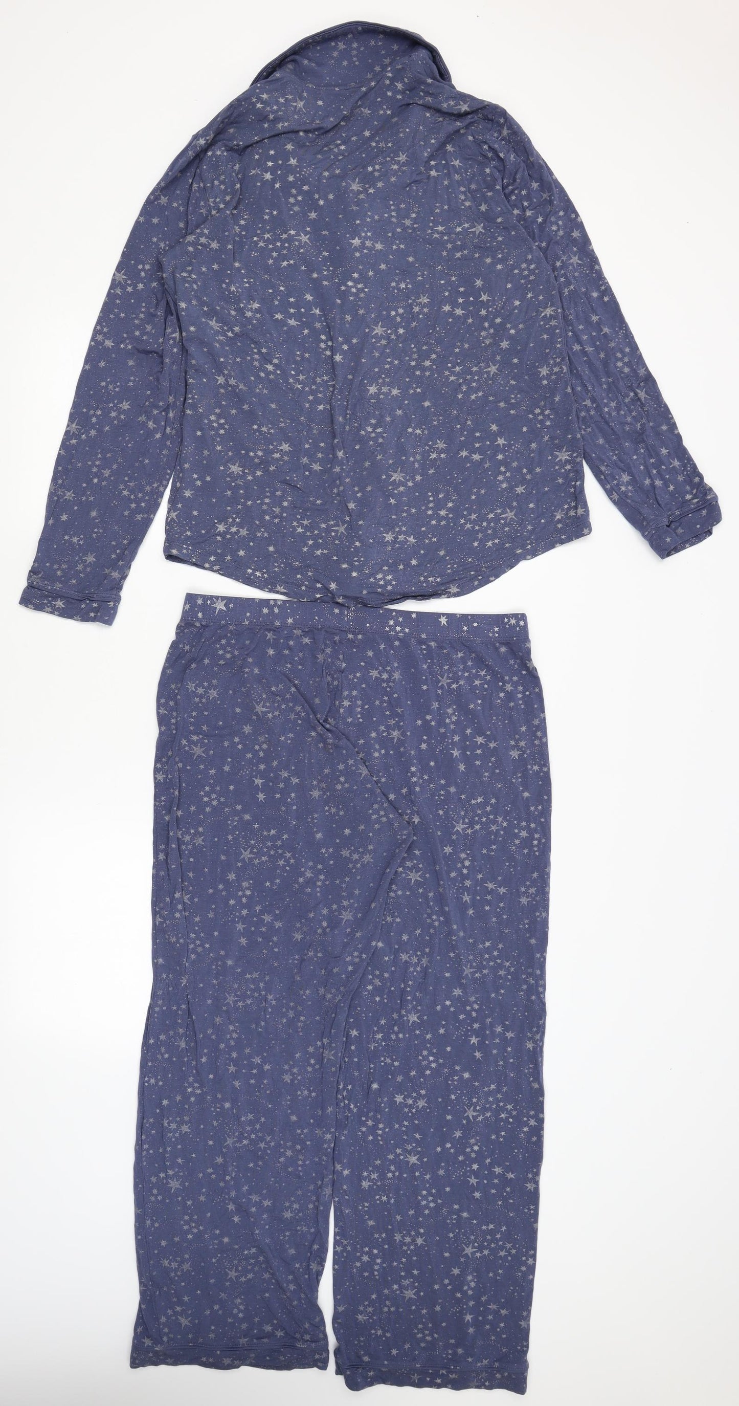 George Womens Blue Solid  Top Pyjama Set Size 12  - Stars
