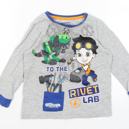 Nutmeg Boys Grey   Basic T-Shirt Size 3-4 Years  - Rust Rivets