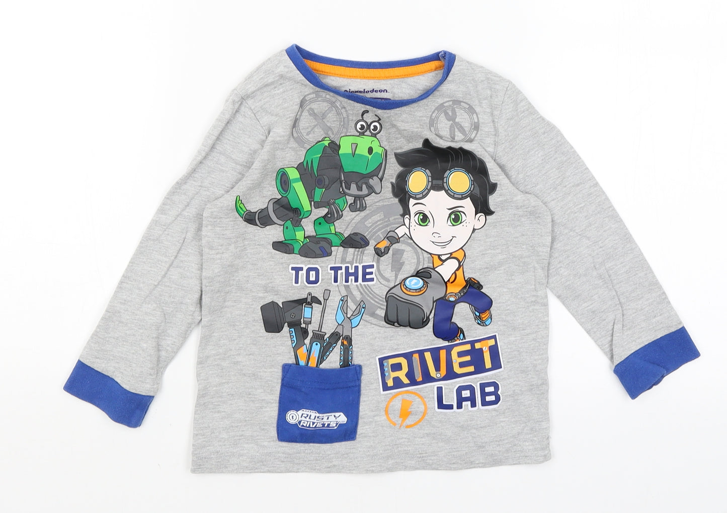 Nutmeg Boys Grey   Basic T-Shirt Size 3-4 Years  - Rust Rivets