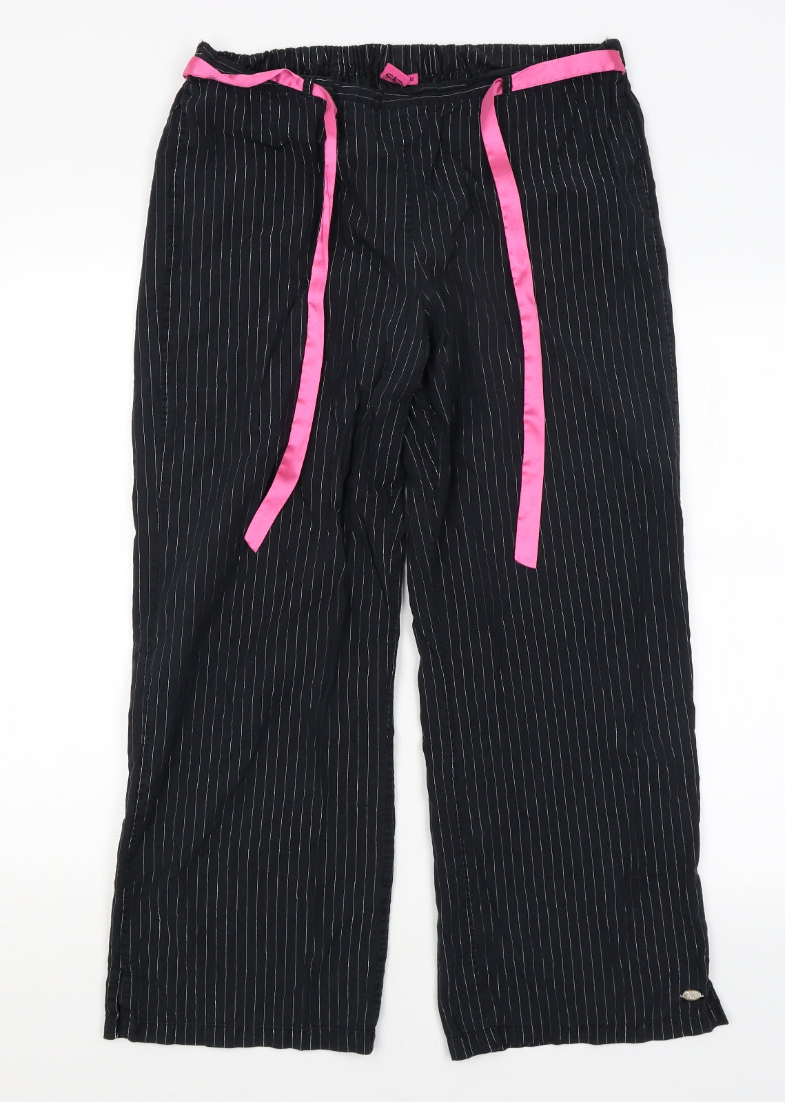 Urban Nights Womens Black Striped  Capri Pyjama Pants Size 12