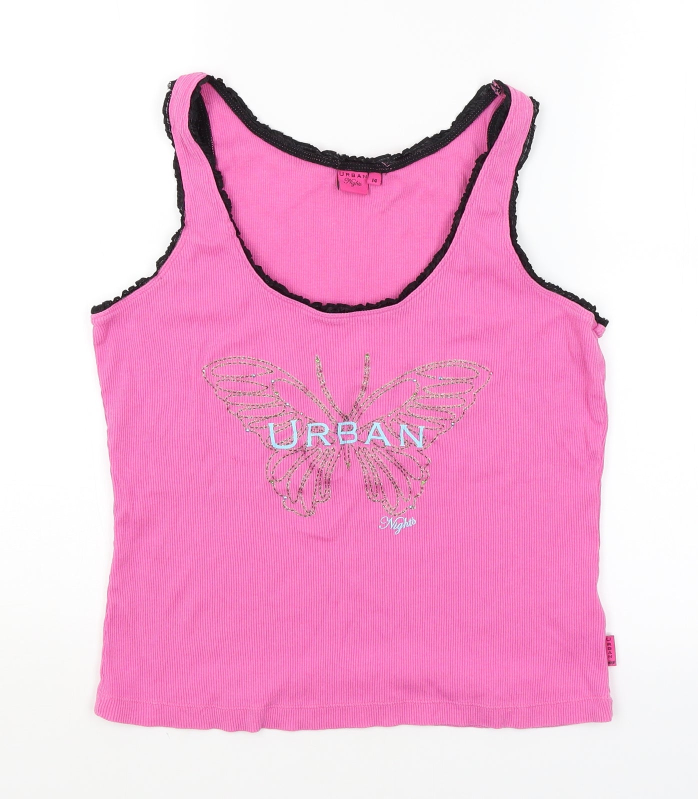 Urban Nights Womens Pink Solid  Top Pyjama Top Size 14  - Butterfly
