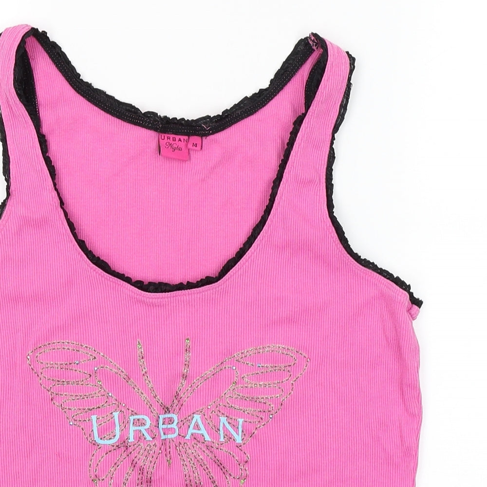 Urban Nights Womens Pink Solid  Top Pyjama Top Size 14  - Butterfly