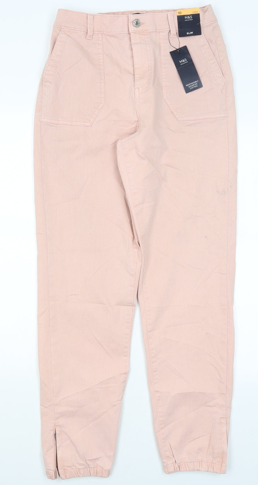 M&S Womens Pink   Chino Trousers Size 10 L29 in