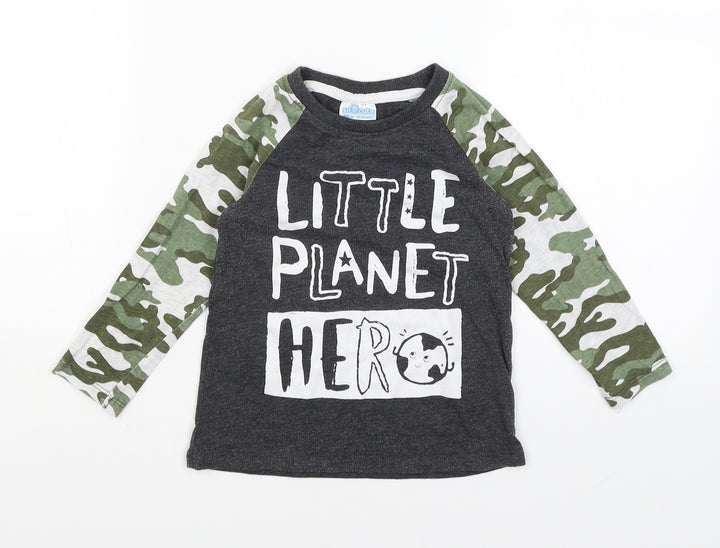 So Cute Boys Grey Camouflage  Basic T-Shirt Size 2-3 Years  - Little Planet Hero