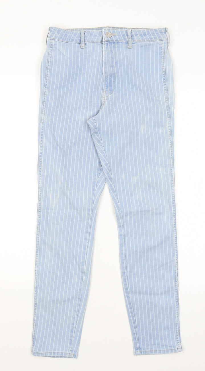 H&M Womens Blue Striped Skinny Jeans Size 28 in L26 in