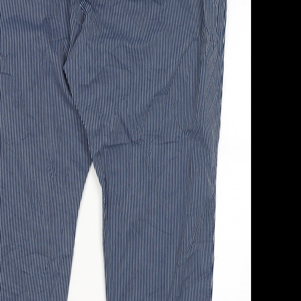 M&S Womens Blue Striped  Chino Trousers Size 24 L27 in