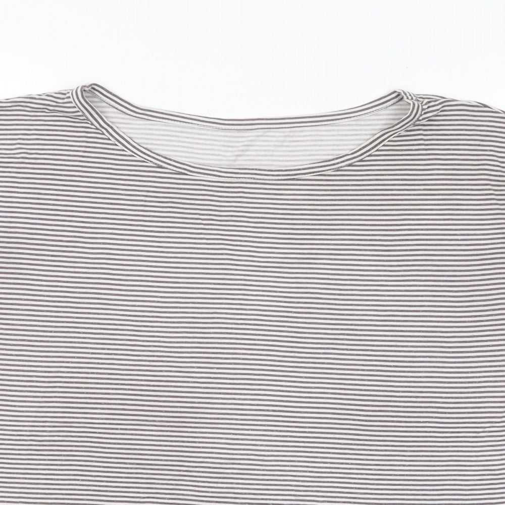 Dunnes Mens White Striped   T-Shirt Size L