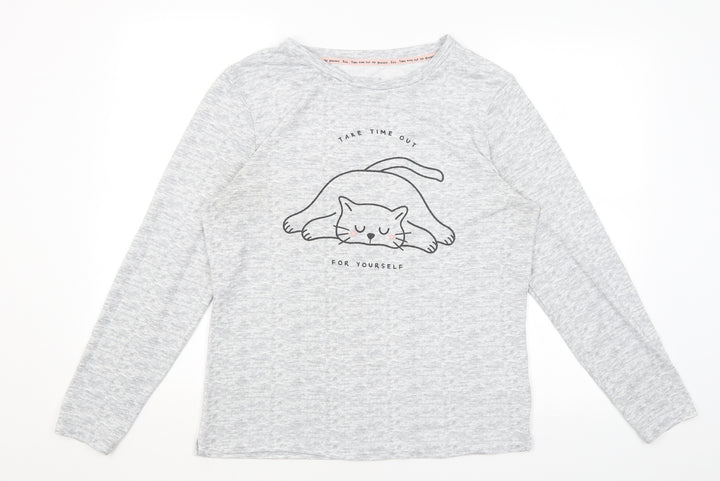 Love to Lounge Womens Grey Solid  Top Pyjama Top   - Cat