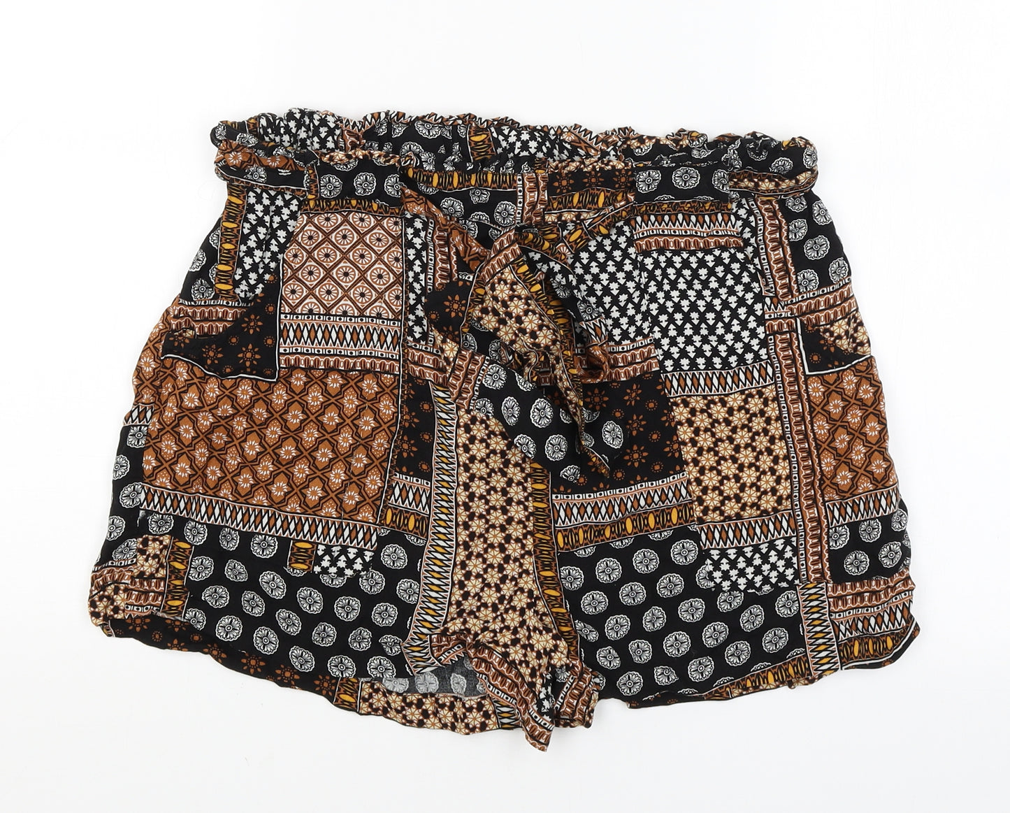 Primark Womens Black Geometric  Hot Pants Shorts Size 16