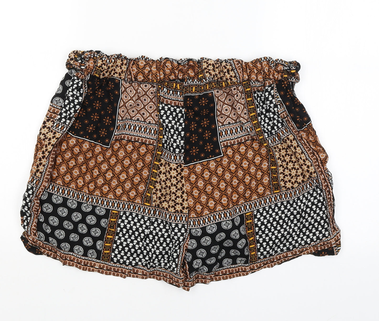 Primark Womens Black Geometric  Hot Pants Shorts Size 16