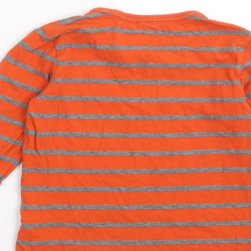 Marks and Spencer Boys Orange Striped  Basic T-Shirt Size 2-3 Years