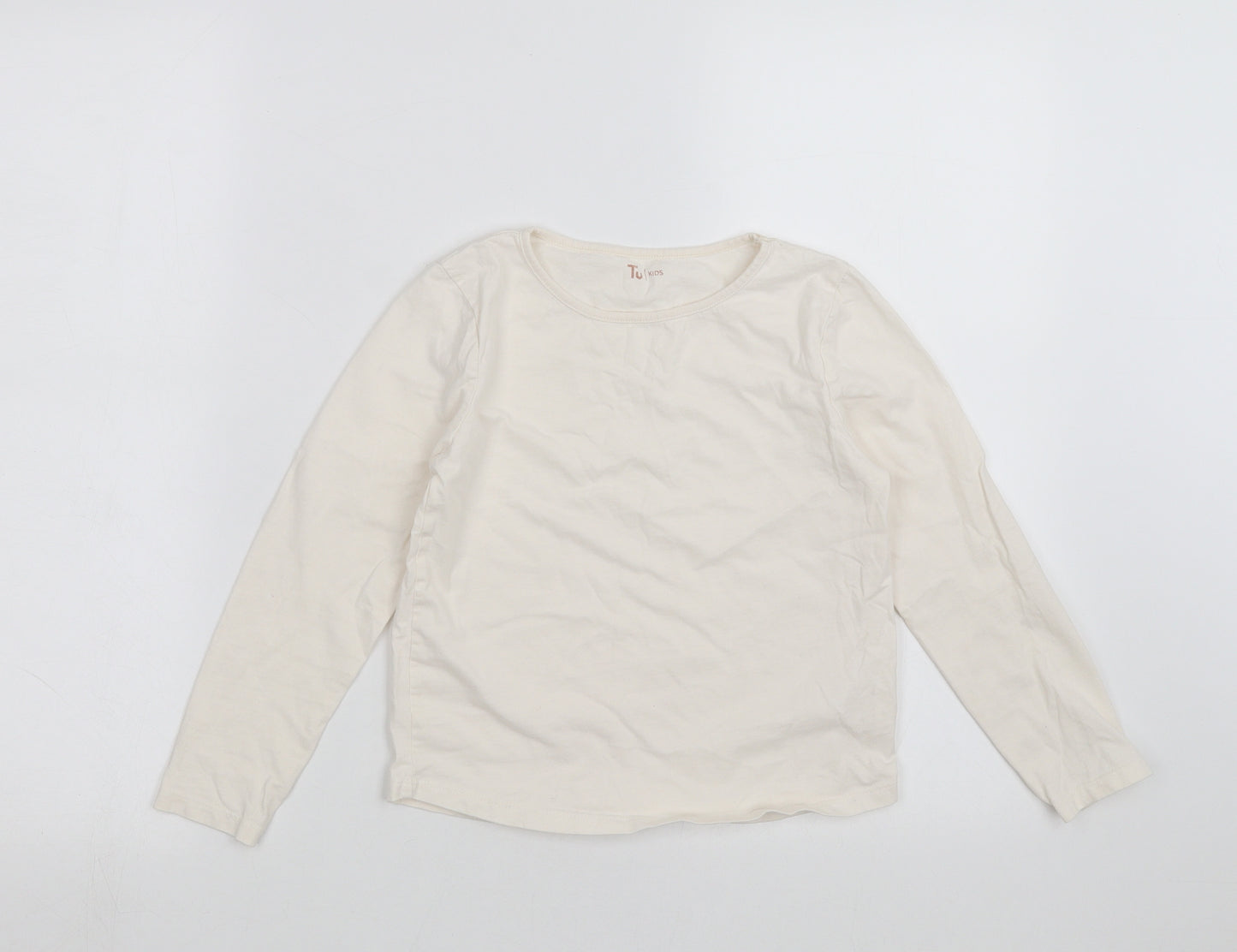 TU Girls Ivory   Basic T-Shirt Size 8 Years