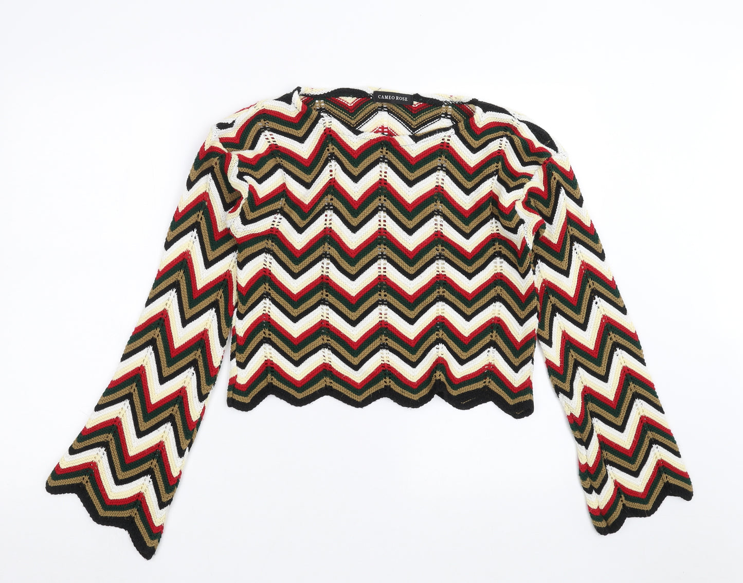 CAMEO ROSE Womens Multicoloured Geometric Knit Pullover Jumper Size M