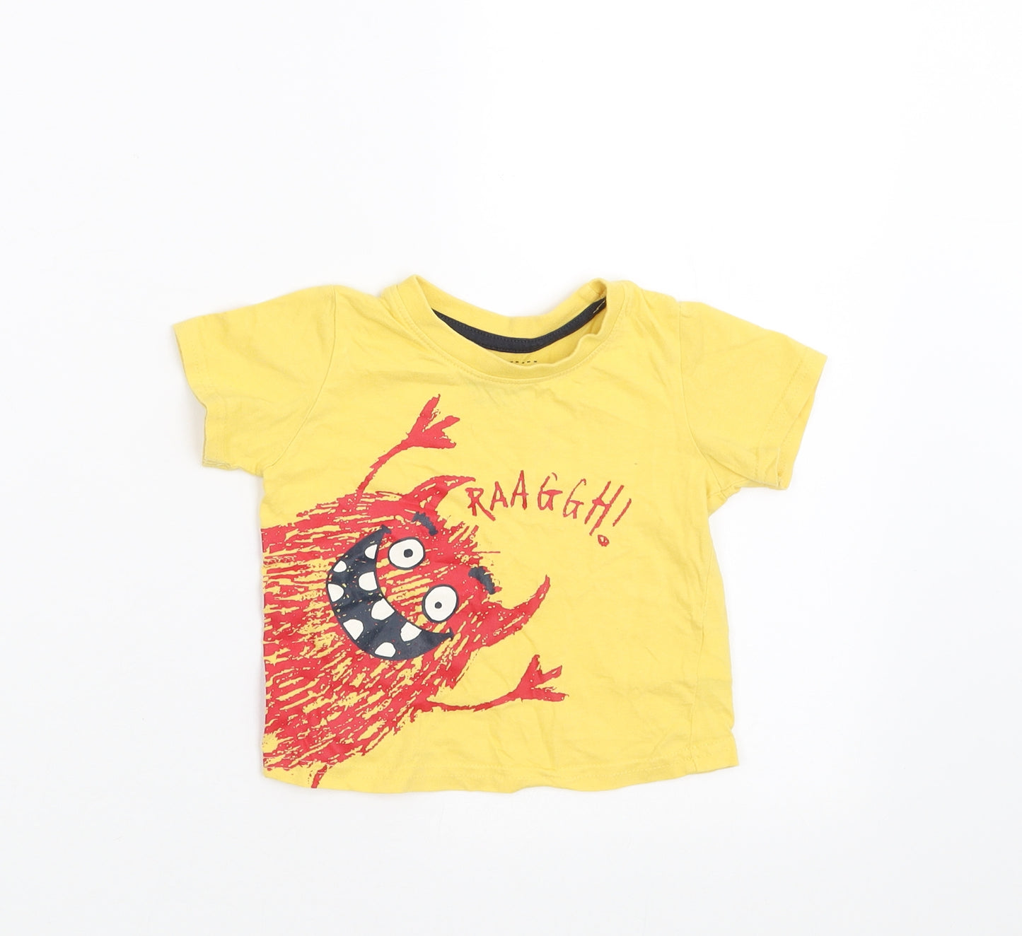 Primark Baby Yellow   Basic T-Shirt Size 9-12 Months  - monster