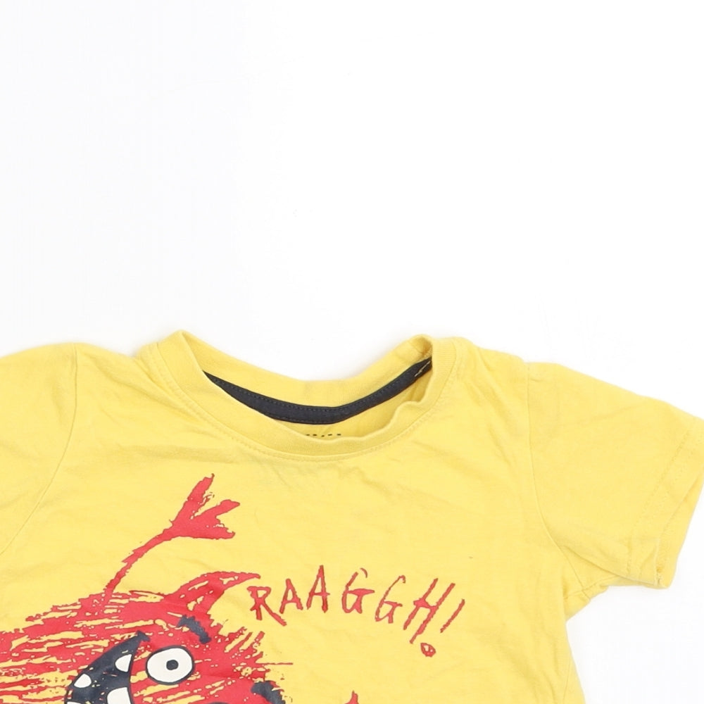 Primark Baby Yellow   Basic T-Shirt Size 9-12 Months  - monster