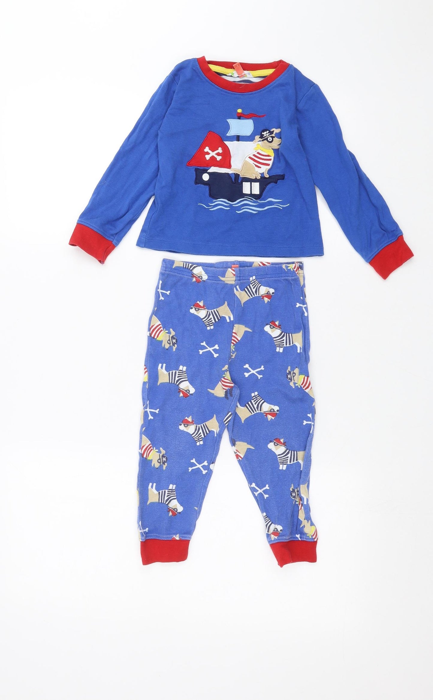 John Lewis Boys Blue Solid   Pyjama Set Size 18-24 Months  - pirate dog