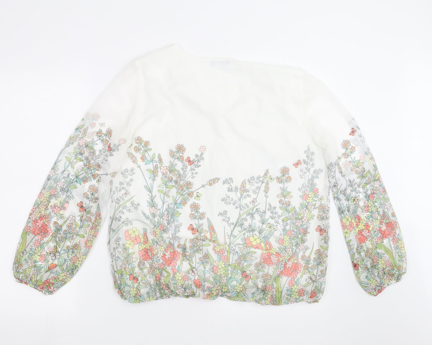 F&F Womens White Floral  Basic Blouse Size 16