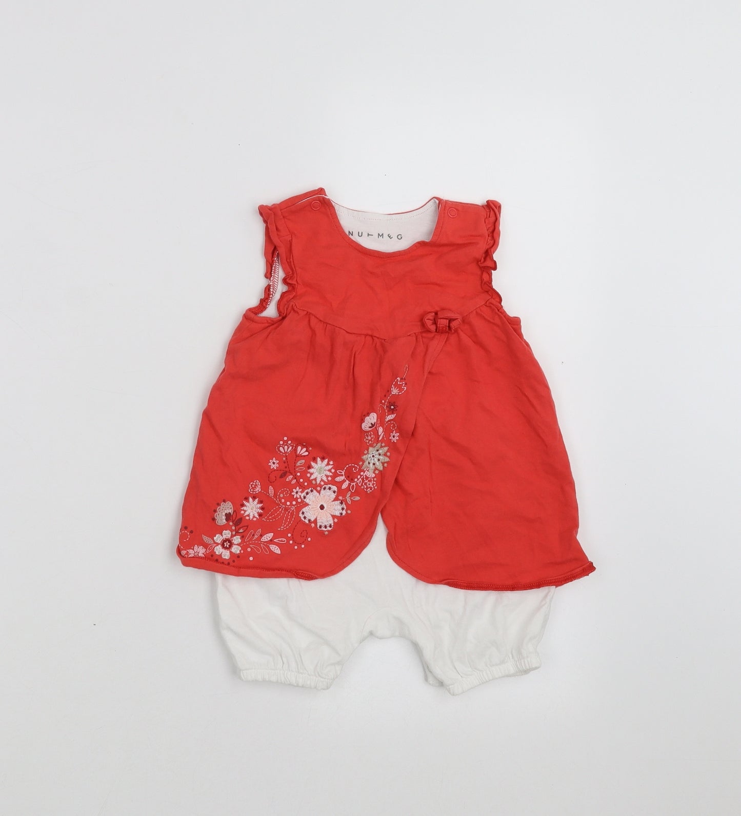 Nutmeg Girls Pink Floral  Romper Outfit/Set Size 6-9 Months