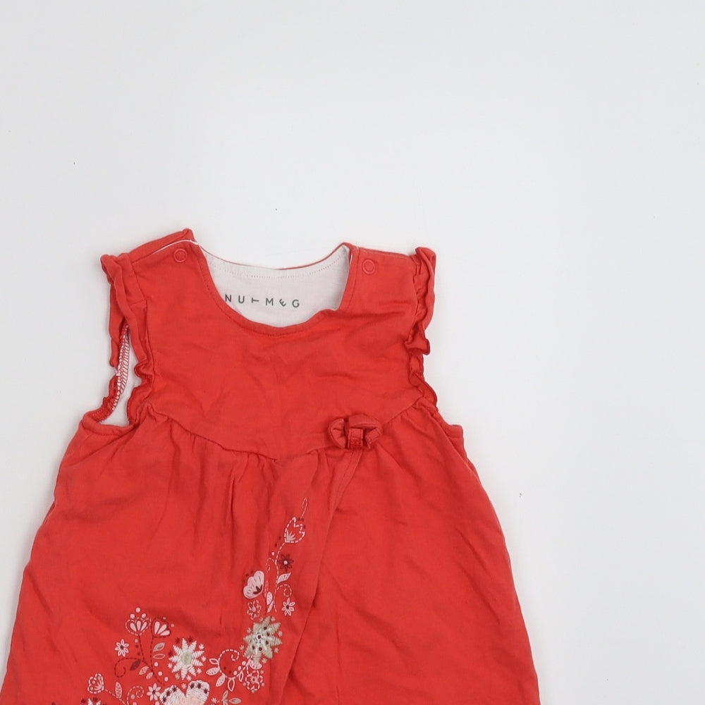 Nutmeg Girls Pink Floral  Romper Outfit/Set Size 6-9 Months