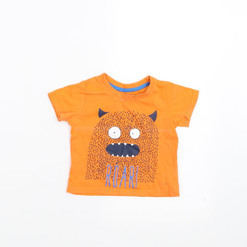 Primark Baby Orange   Basic T-Shirt Size 9-12 Months  - monster