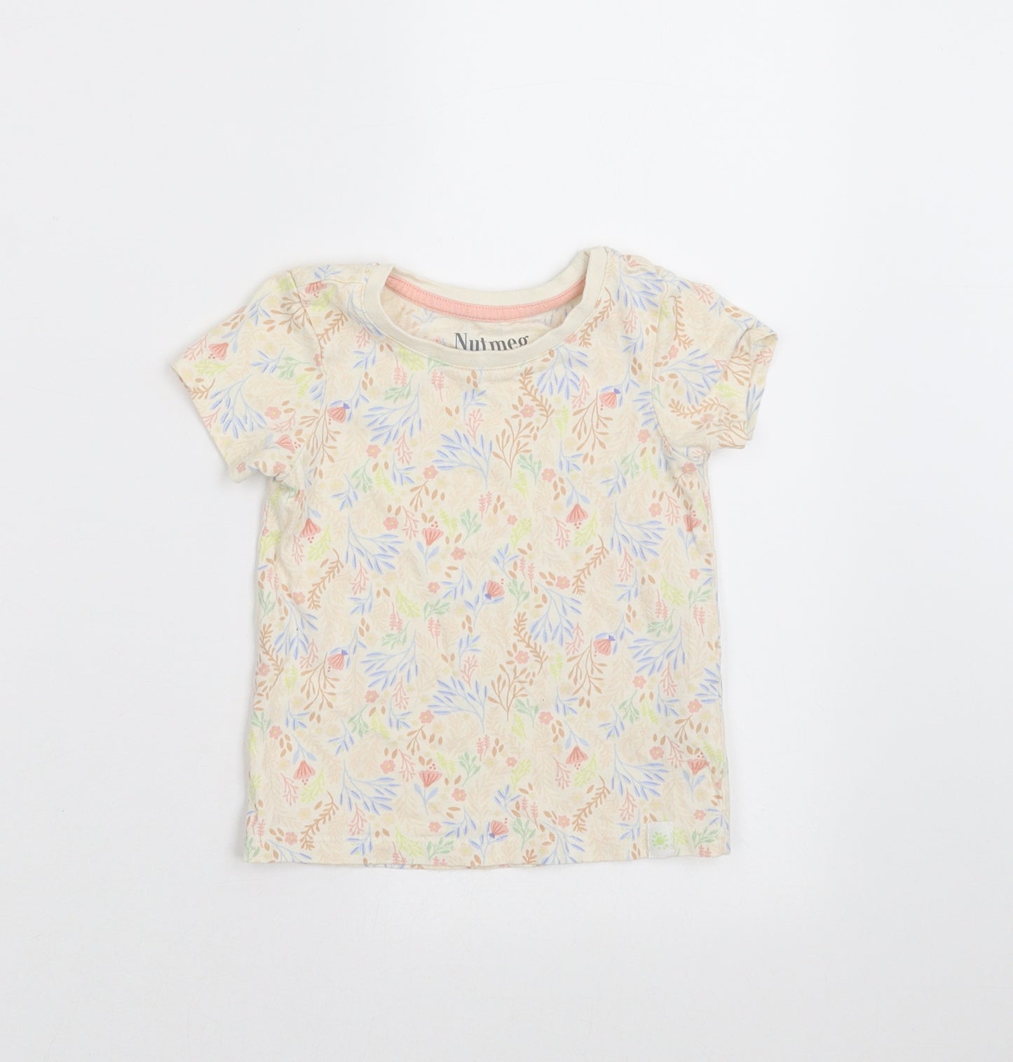 Nutmeg Girls Beige Floral  Basic T-Shirt Size 18-24 Months