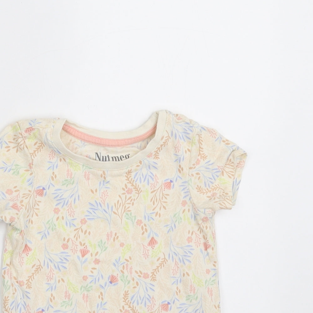 Nutmeg Girls Beige Floral  Basic T-Shirt Size 18-24 Months
