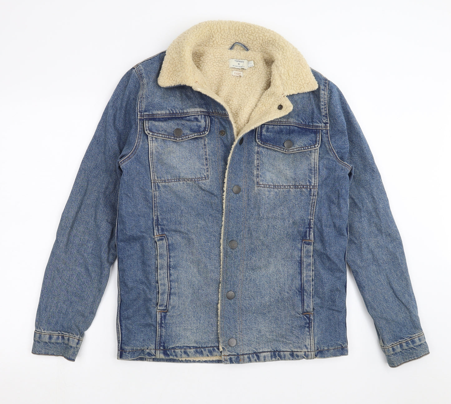 Topman Mens Blue  Denim Jacket  Size S  - fleece lined