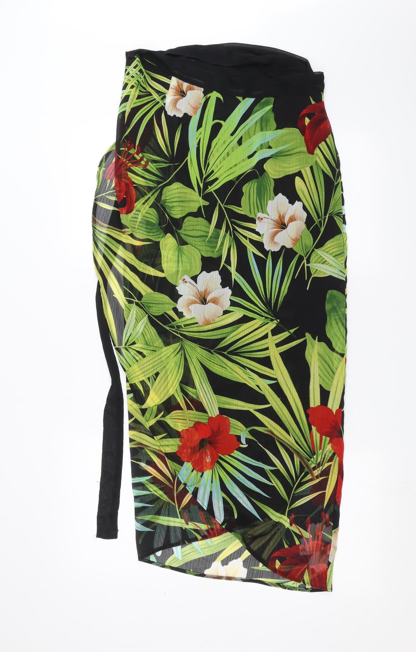 Soon Womens Black Floral  Wrap Skirt Size M  - sheer
