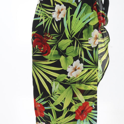 Soon Womens Black Floral  Wrap Skirt Size M  - sheer