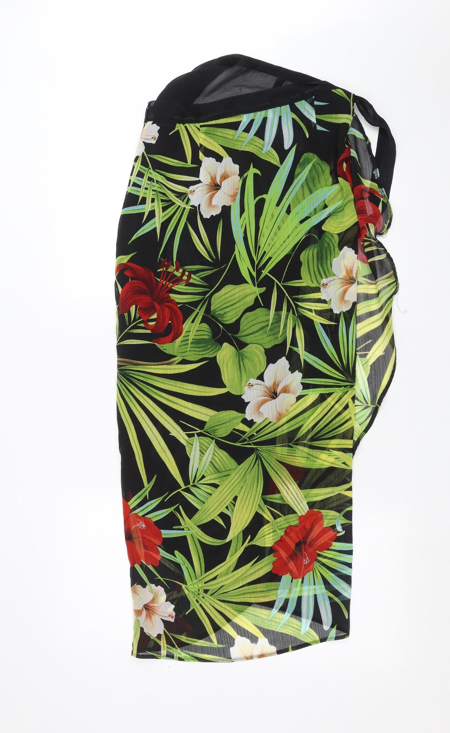 Soon Womens Black Floral  Wrap Skirt Size M  - sheer