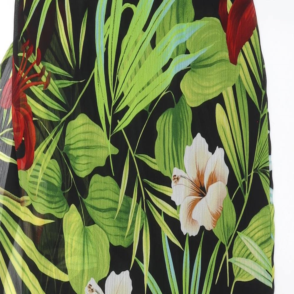 Soon Womens Black Floral  Wrap Skirt Size M  - sheer