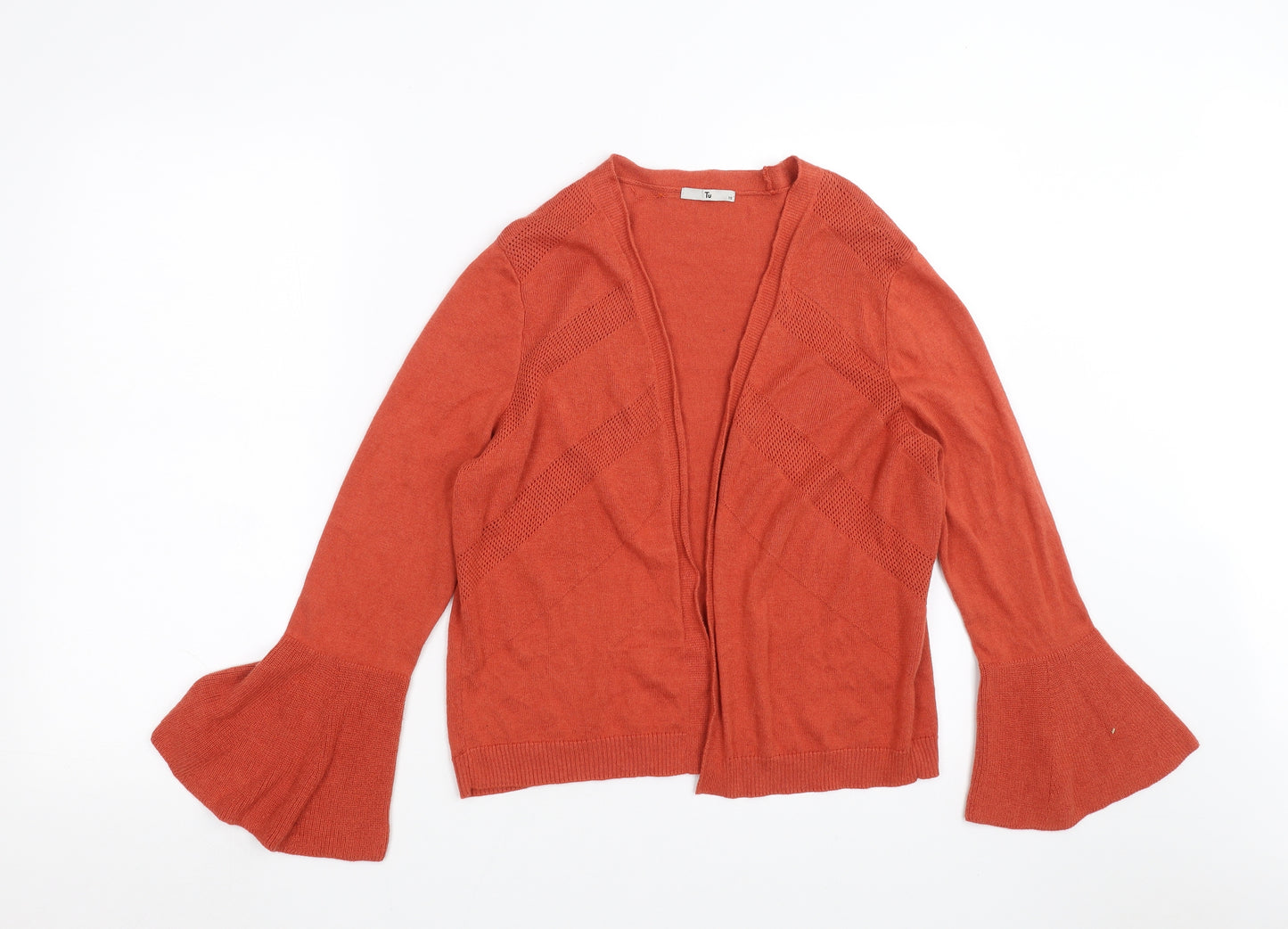 TU Womens Orange  Knit Cardigan Jumper Size 10
