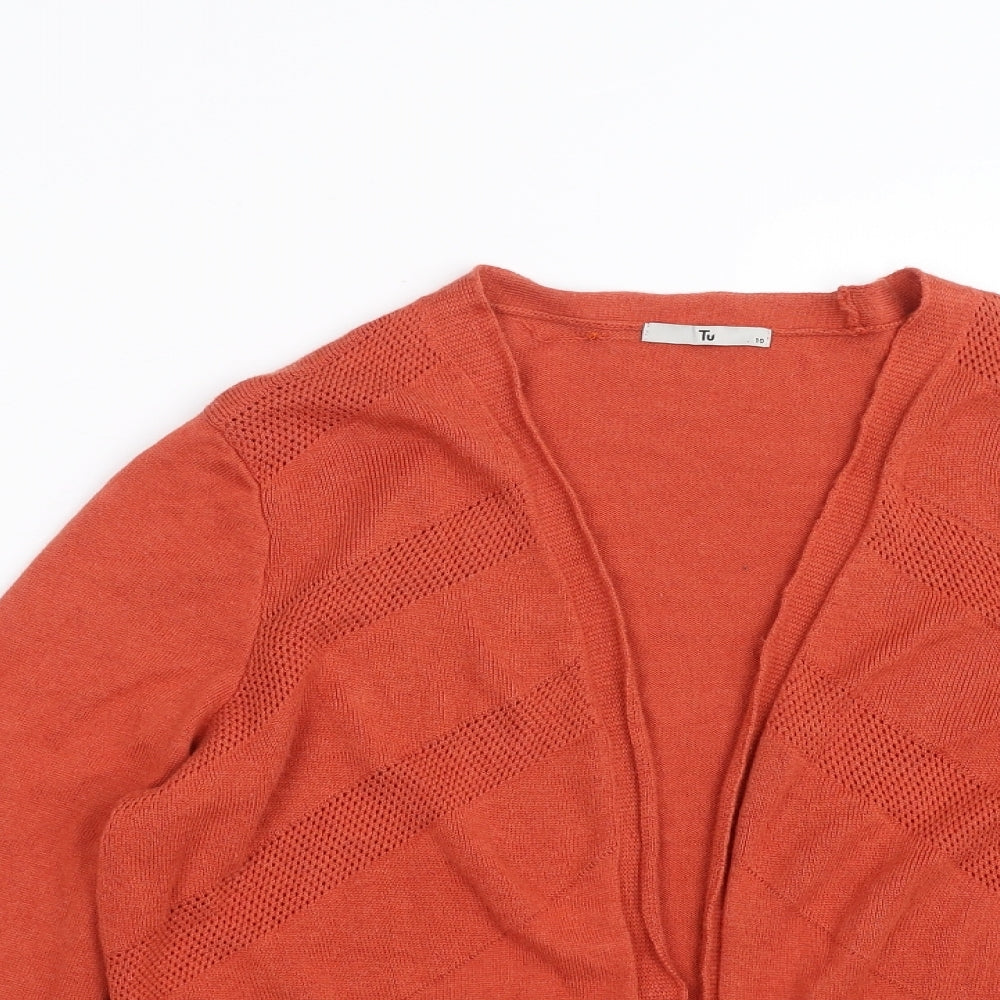 TU Womens Orange  Knit Cardigan Jumper Size 10