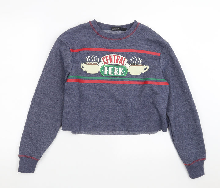 Primark Womens Blue   Pullover Sweatshirt Size 2XS  - cropped, friends