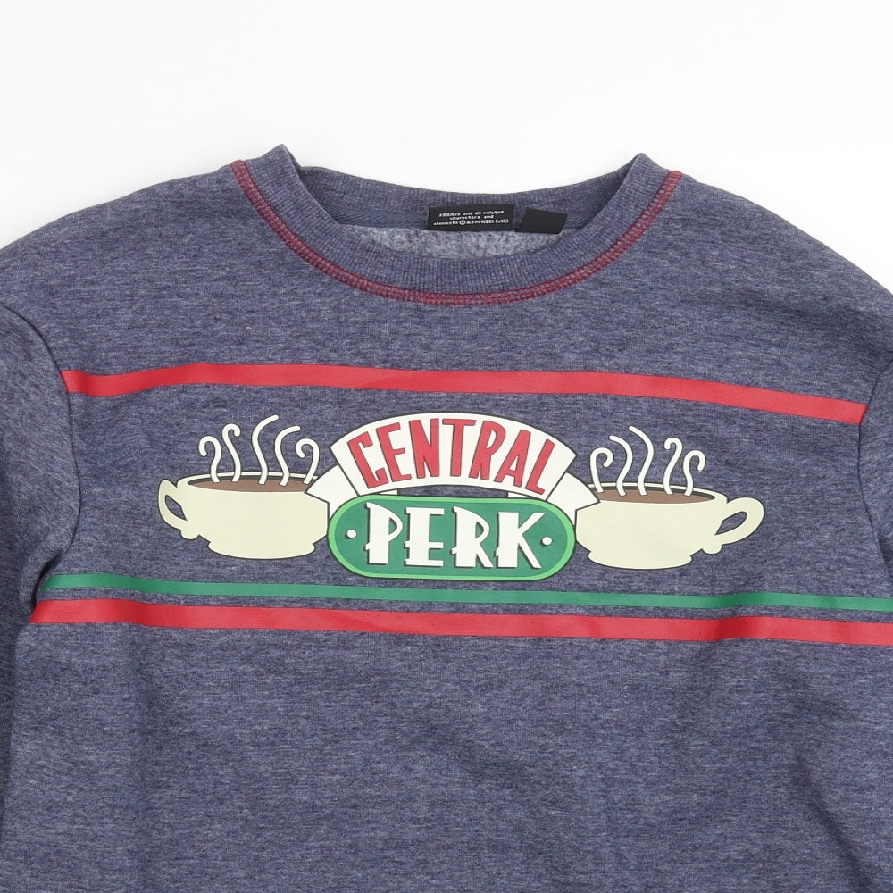 Primark Womens Blue   Pullover Sweatshirt Size 2XS  - cropped, friends