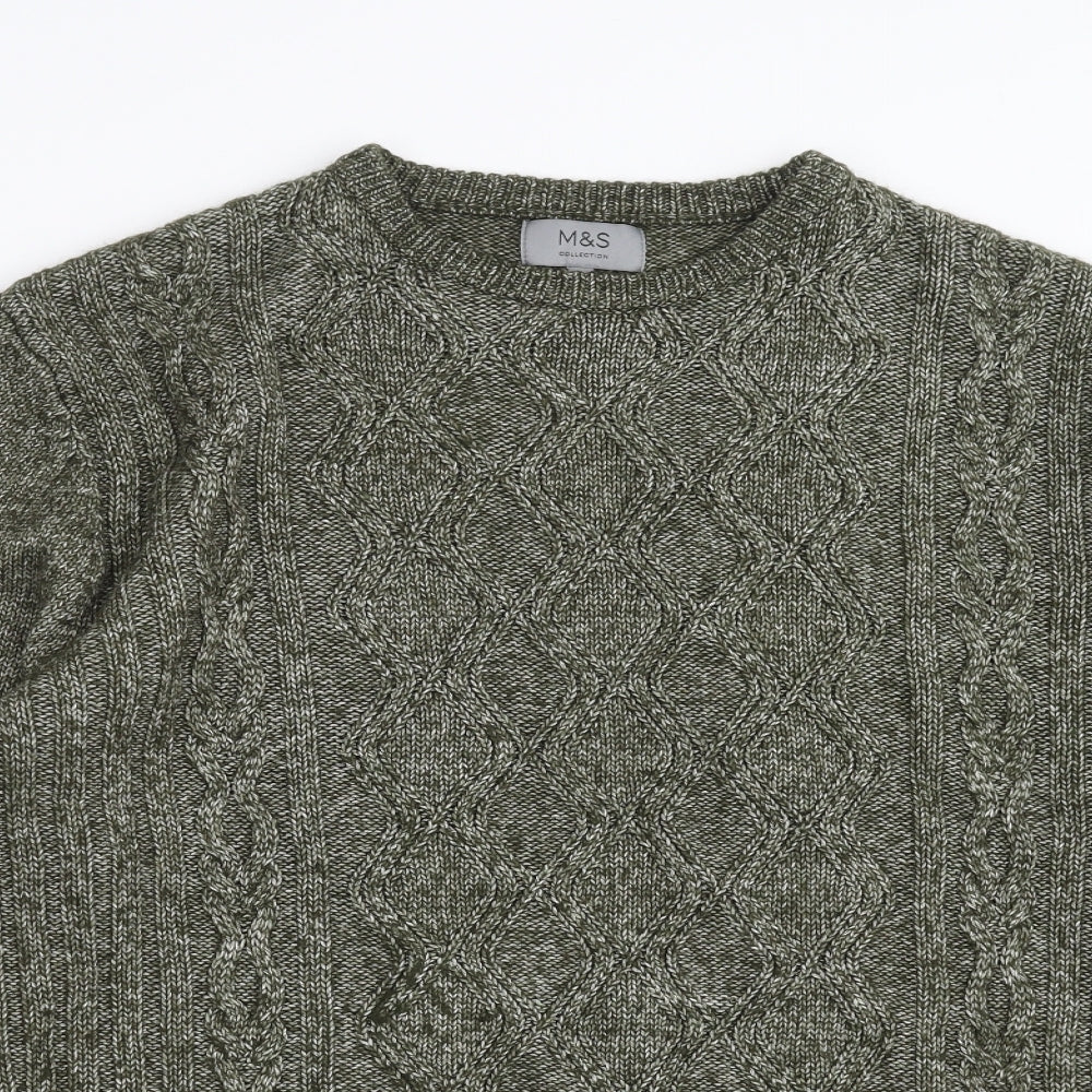 Marks and Spencer Mens Green  Knit Pullover Jumper Size XL