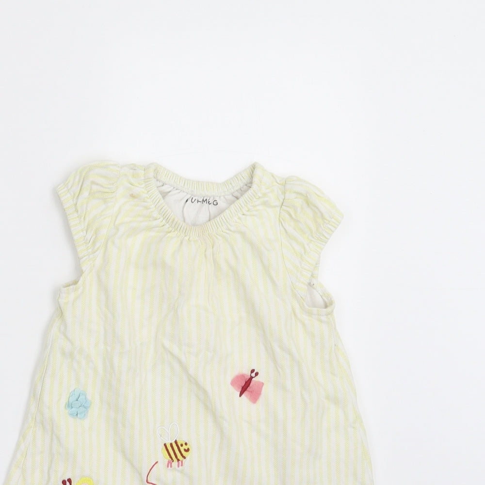Nutmeg Girls Yellow Striped  Romper Outfit/Set Size 18-24 Months