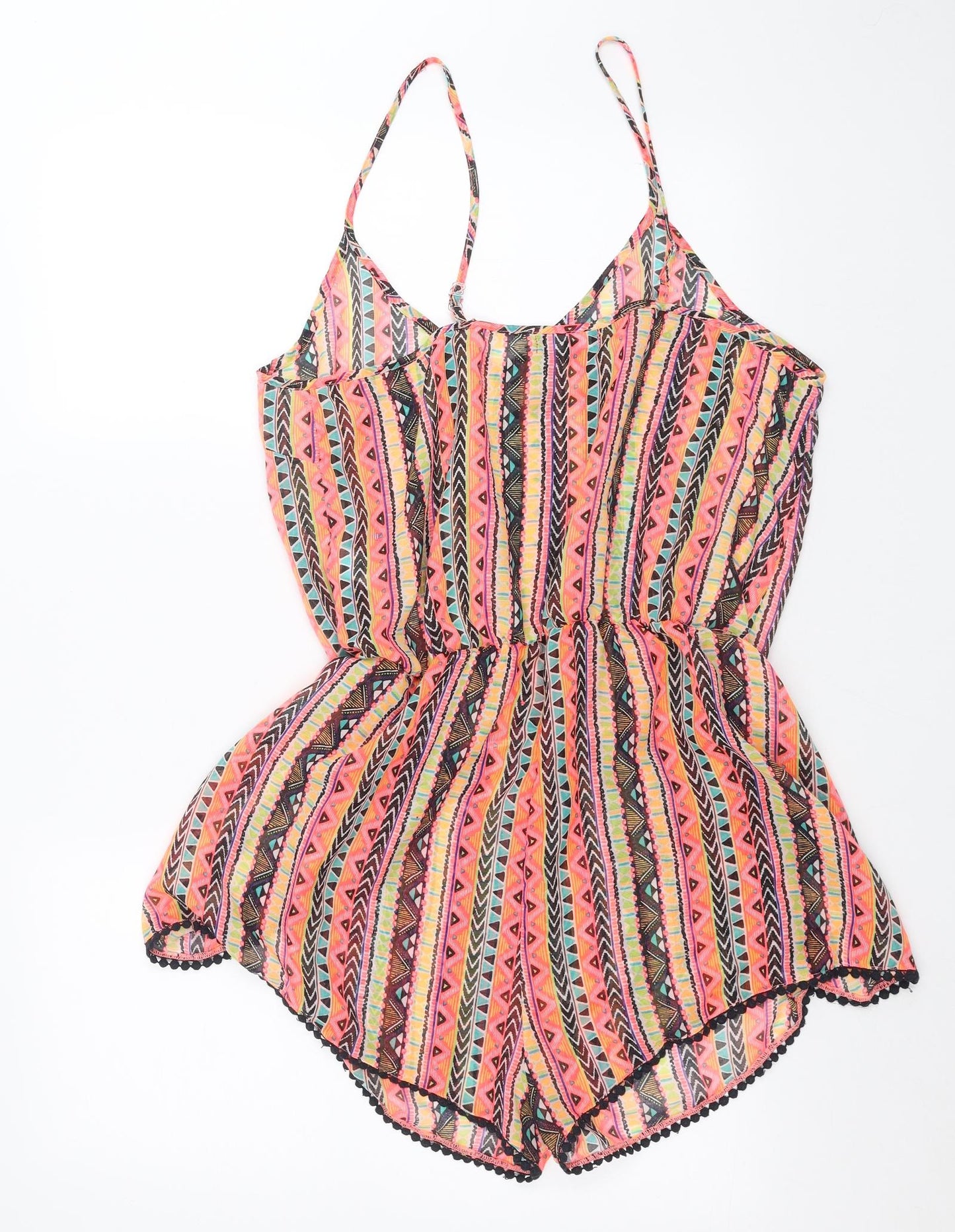 New Look Womens Multicoloured Geometric  Playsuit One-Piece Size L