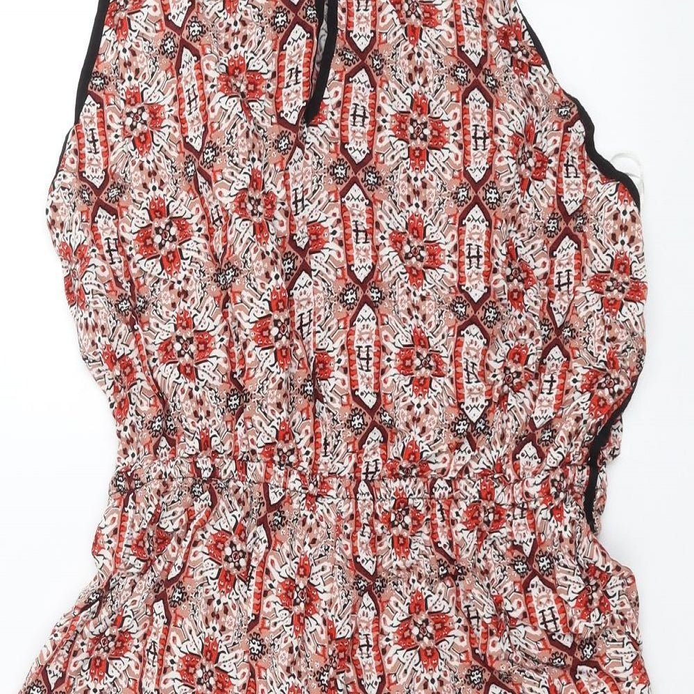 New Look Womens Red Geometric  Playsuit One-Piece Size 16