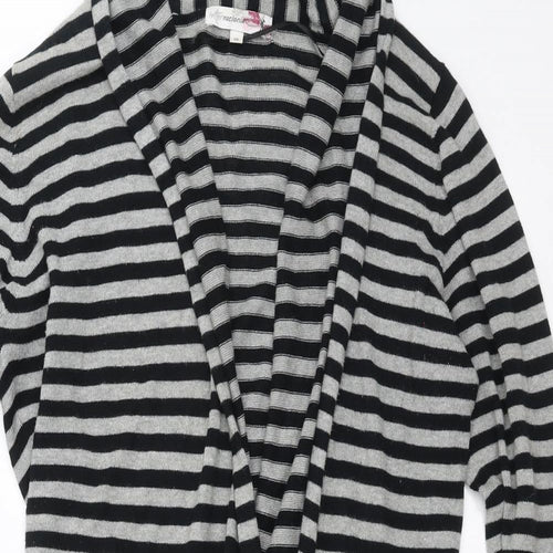 Internationale  Womens Black Striped Knit Cardigan Jumper Size 10