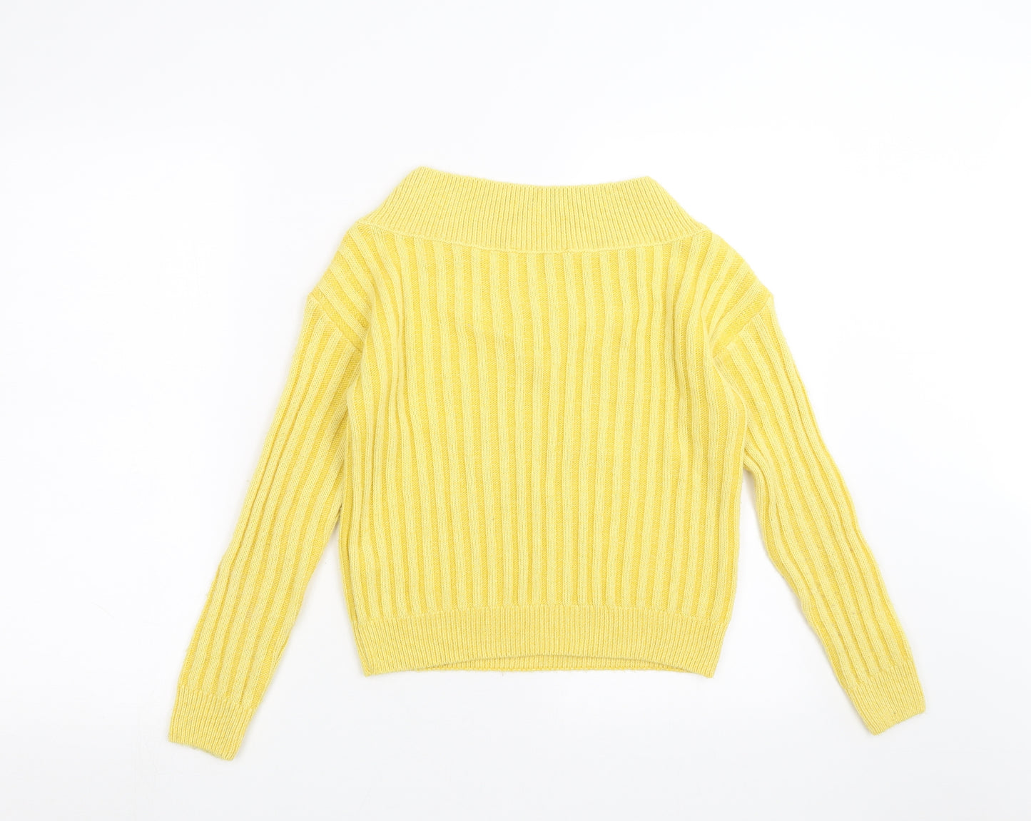 Miss Selfridge Womens Yellow Striped Knit Pullover Jumper Size 6