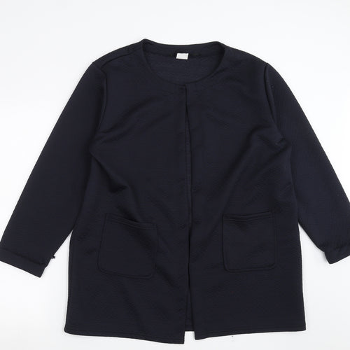 Gabriella Vicenza Womens Blue Geometric  Overcoat Jacket Size 16