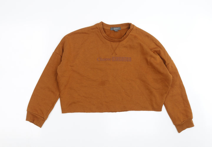 Primark Womens Brown   Pullover Sweatshirt Size 2XS  - choose kindness. cropped