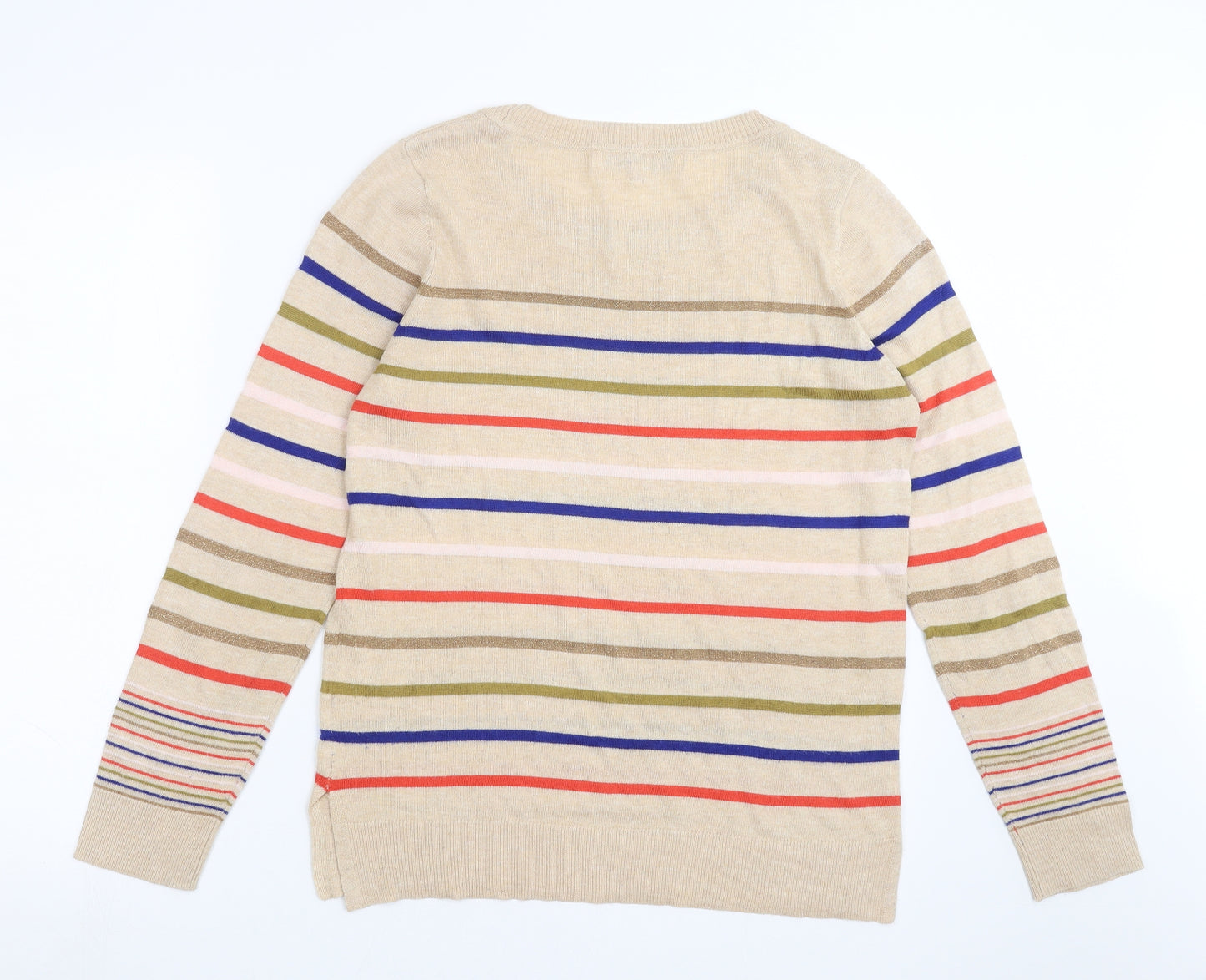 NEXT Womens Beige Striped Knit Pullover Jumper Size 14