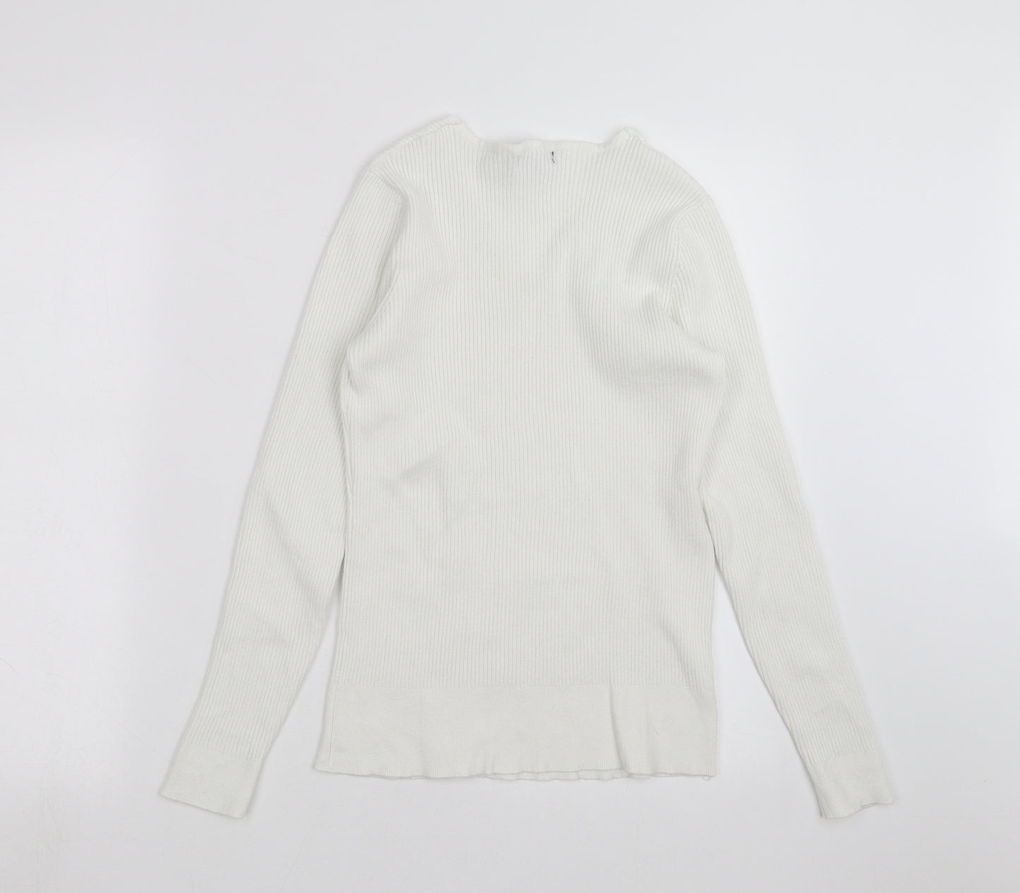 Primark Womens White  Knit Pullover Jumper Size L  - stretch fabric