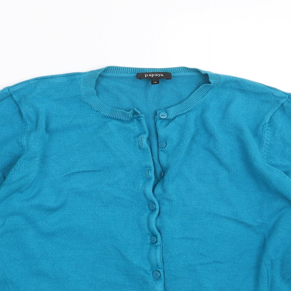 Papaya Womens Blue  Knit Cardigan Jumper Size 16