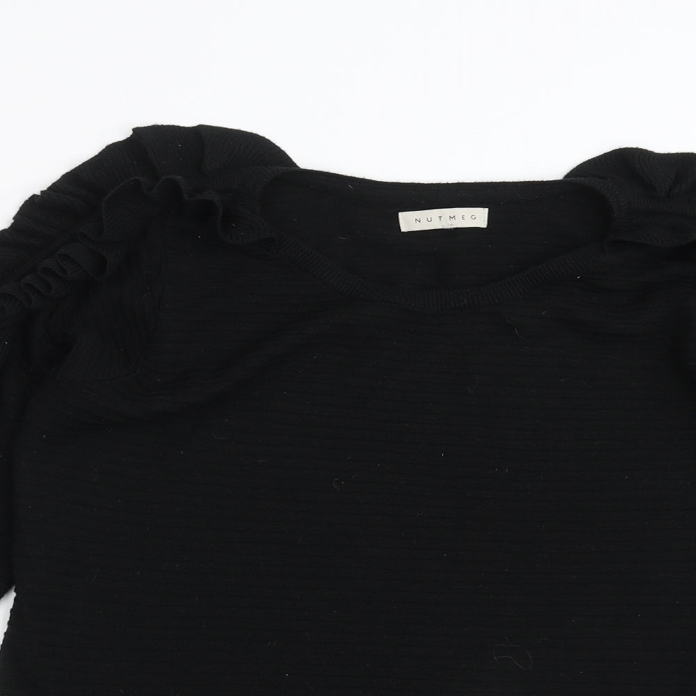Nutmeg Womens Black  Knit Pullover Jumper Size 14