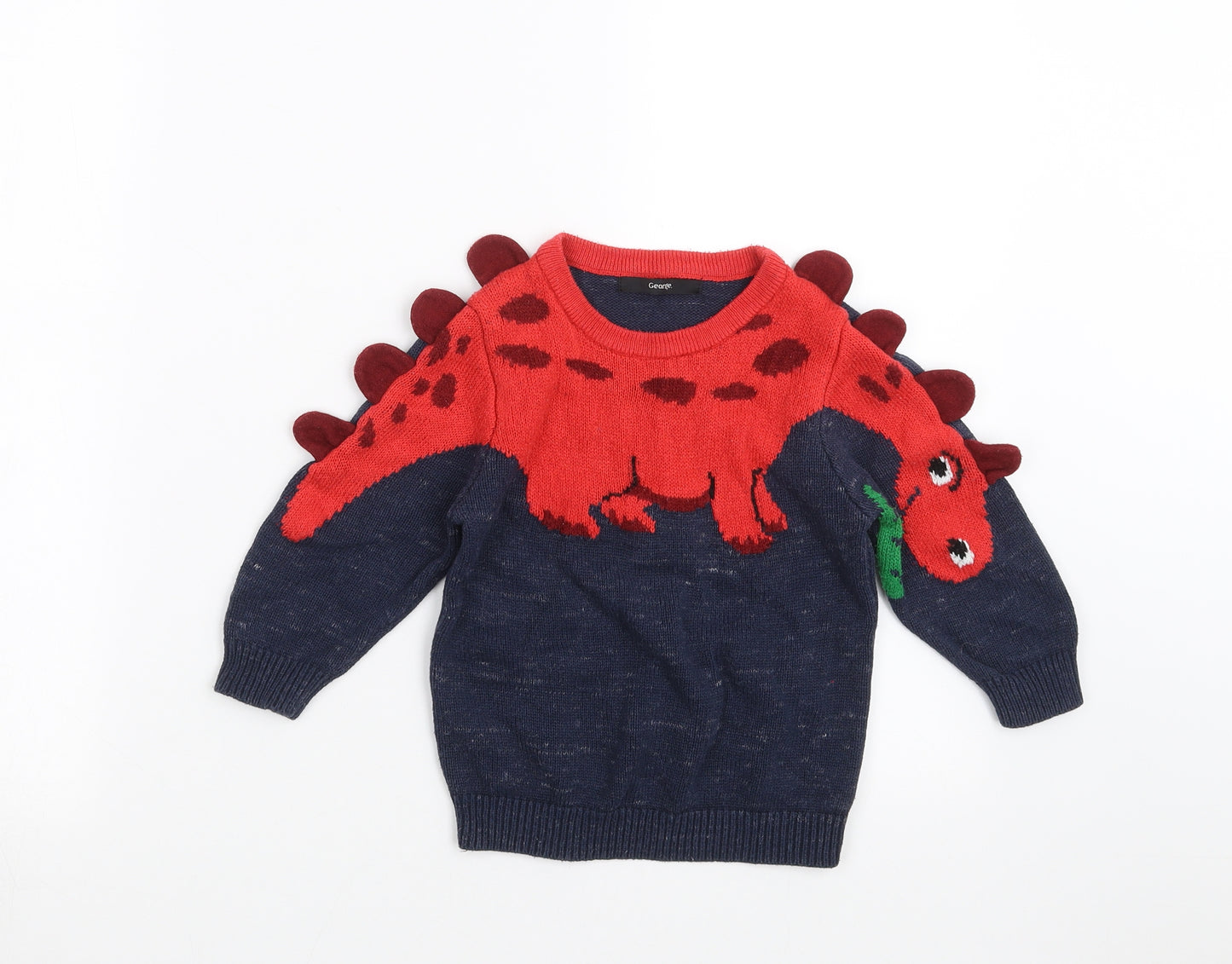 George Boys Blue  Knit Pullover Jumper Size 2-3 Years  - DInosaur
